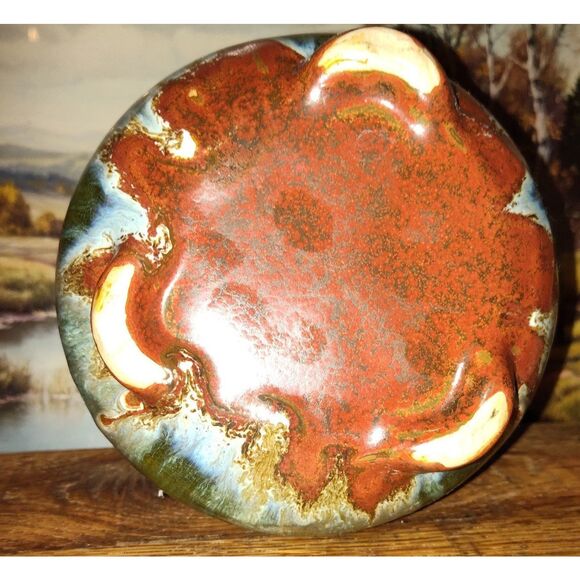 Retro Vintage Brown Drip Frog Planter, Candle Holder, Centerpiece - Picture 2 of 5